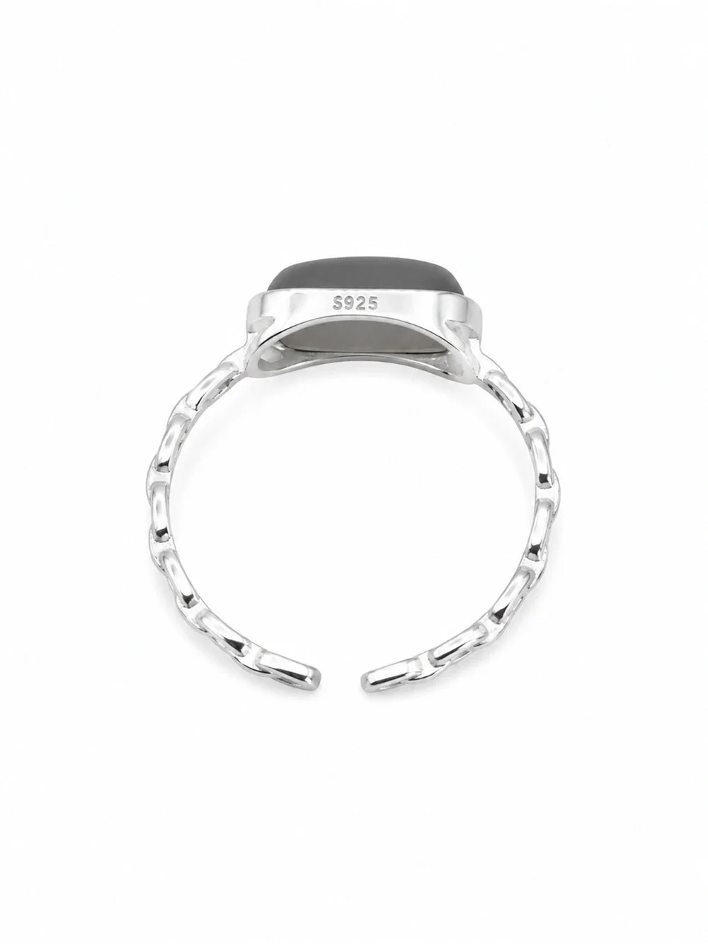 Midnight Jade Paperclip Ring (S925) R104